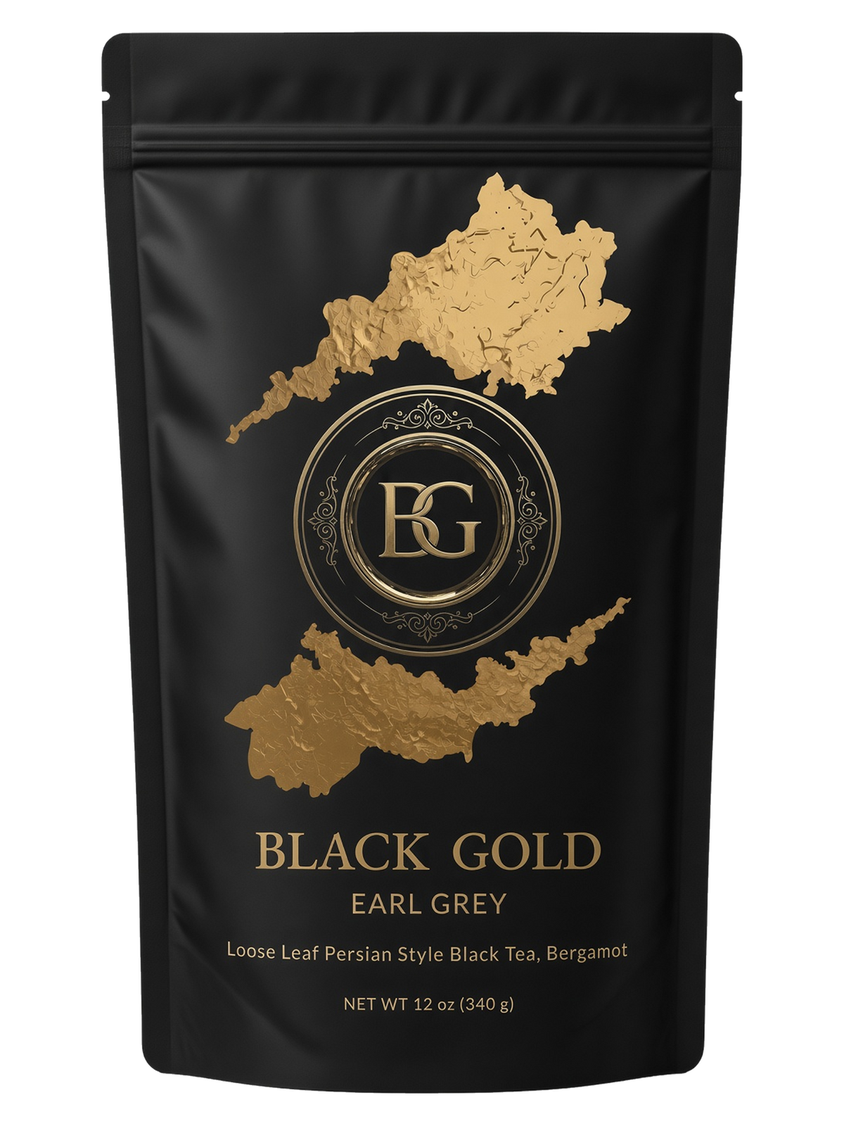 Black Gold Earl Grey 12 oz bag, front